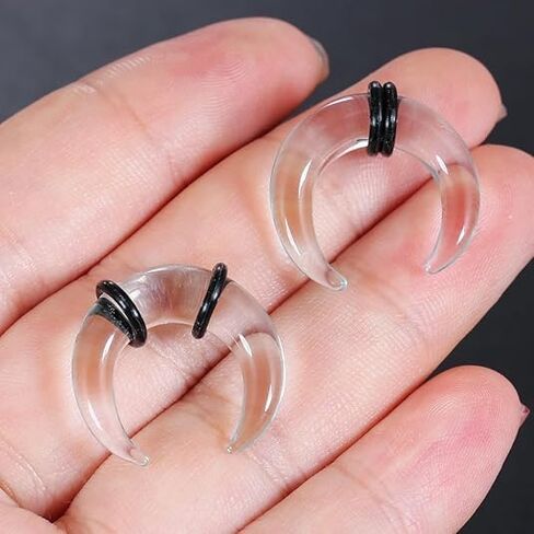 2PCS Glass Septum rings hoops,14G to 2G C Shape Pincher Tapers with O-Rings for Nose&Ear Jewelry Clicker Cartilage Earring Hinged Segment Daith Piercing in Saudi Arabia