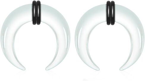 2PCS Glass Septum rings hoops,14G to 2G C Shape Pincher Tapers with O-Rings for Nose&Ear Jewelry Clicker Cartilage Earring Hinged Segment Daith Piercing in Saudi Arabia
