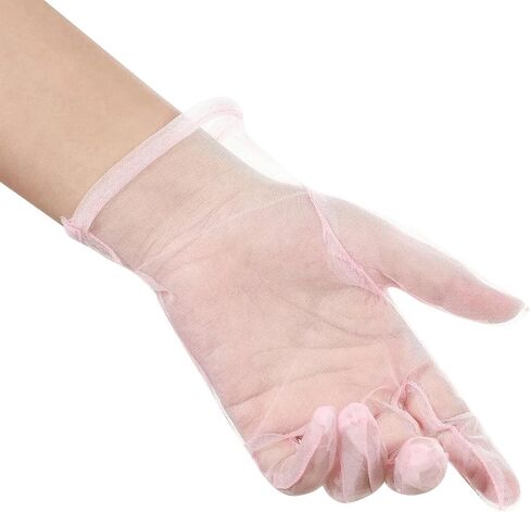Women's Bow Short Sheer Mesh Tulle Gloves Wrist Length Wedding Evening Opera Tea Party Gloves in Saudi Arabia
