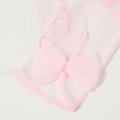 Women's Bow Short Sheer Mesh Tulle Gloves Wrist Length Wedding Evening Opera Tea Party Gloves in Saudi Arabia