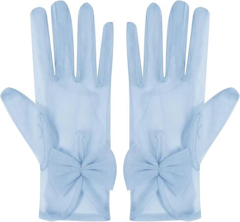 Women's Bow Short Sheer Mesh Tulle Gloves Wrist Length Wedding Evening Opera Tea Party Gloves in Saudi Arabia