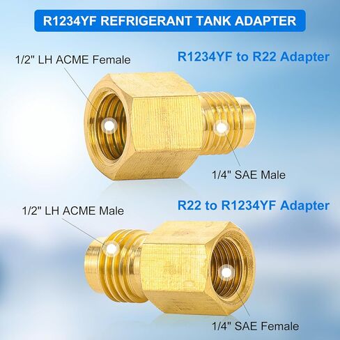 R1234YF محول خزان المبرد ، R1234YF PRACUUM PUMP محول تركيب ، R12 إلى R1234YF محول مع 1/2 LH إلى 1/4 مضيئة لنظام التبريد in Saudi Arabia