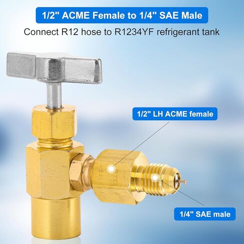 R1234YF محول خزان المبرد ، R1234YF PRACUUM PUMP محول تركيب ، R12 إلى R1234YF محول مع 1/2 LH إلى 1/4 مضيئة لنظام التبريد in Saudi Arabia