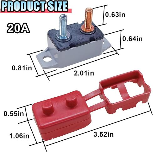 2PCS DC 12V-24V RESET RESET BRUSH مع تغطية مسمار الترباس ، واقي الحمل الزائد للسيارة 30A للسيارة ، RV ، الحافلة ، شاحنة ، محرك السيارة ، شاحن البطارية والمزيد (30A) in Kuwait