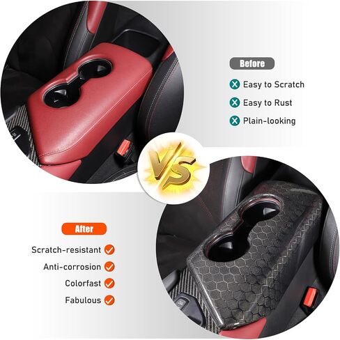 ألياف الكربون الحقيقية متوافقة مع Toyota Supra GR A90 A91 MK5 2018 2019 2020 2021 2022 2023 2024 لوحة غطاء صندوق مسند ذراع التحكم المركزي للسيارة، مجموعة قطعة واحدة، غطاء حامل أكواب لوحدة التحكم المركزية in Kuwait