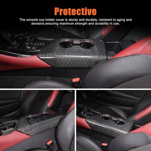 ألياف الكربون الحقيقية متوافقة مع Toyota Supra GR A90 A91 MK5 2018 2019 2020 2021 2022 2023 2024 لوحة غطاء صندوق مسند ذراع التحكم المركزي للسيارة، مجموعة قطعة واحدة، غطاء حامل أكواب لوحدة التحكم المركزية in Kuwait