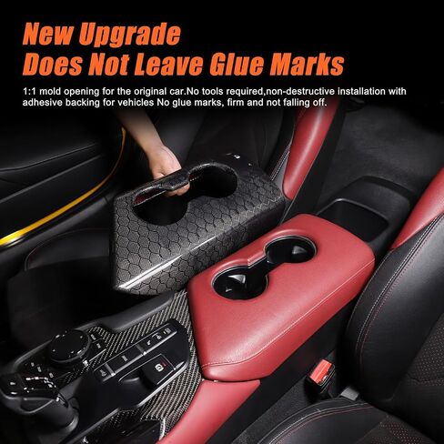 ألياف الكربون الحقيقية متوافقة مع Toyota Supra GR A90 A91 MK5 2018 2019 2020 2021 2022 2023 2024 لوحة غطاء صندوق مسند ذراع التحكم المركزي للسيارة، مجموعة قطعة واحدة، غطاء حامل أكواب لوحدة التحكم المركزية in Kuwait
