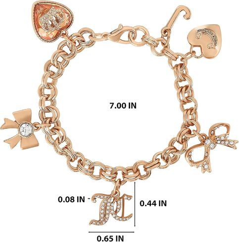 Juicy Couture Bracelet 7-7.5", Goldtone Charm Bracelets for Women with 6 Different Charms Featuring Clear Stones in Saudi Arabia
