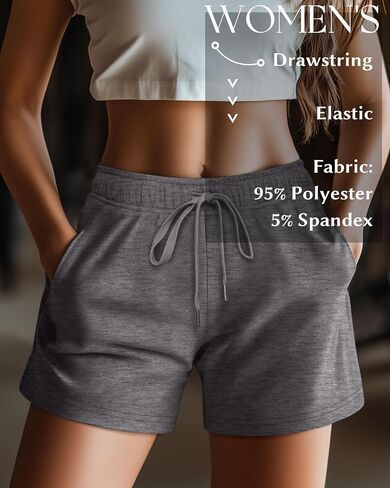 Riyiper 3 Pack Women's Sweat Shorts Drawstring Summer Athletic Elastic Casual Loose Comfy Pants with Pockets in Kuwait