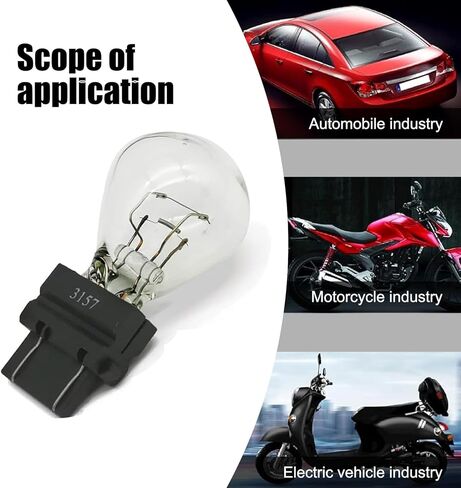 Pack-10 Car 3157 12V 21/5W Brake Light Bulb, Stable Filament High Brightness Halogen Lamp, Mini Anti-UV Quartz Glass Taillight, Universal for Most Cars Lighting Bulb Replacement (White) in Kuwait