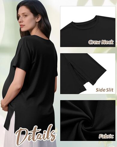 RIYIPER 4 Pack Termity Terts Terts ، قم بتقسيم الأكمام القصيرة الحمل قمم TEE Tops غير الرسمية in Kuwait