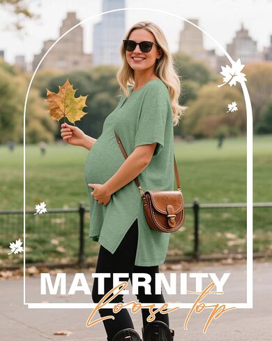 Huukeay 3 Pack Women's Maternity Shirts Loose Pregnancy Tops Split Side Crewneck Dolman Sleeve Casual Summer Tunic Top in Saudi Arabia