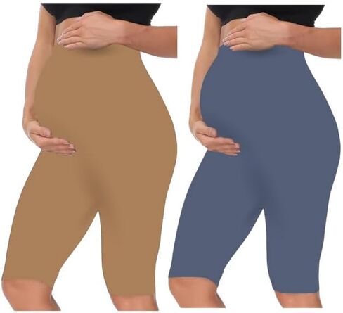 Saiblossoms Women's High Weist & Till Knee Cotton Lycra شورت الأمومة | شورتات الحمل in Saudi Arabia