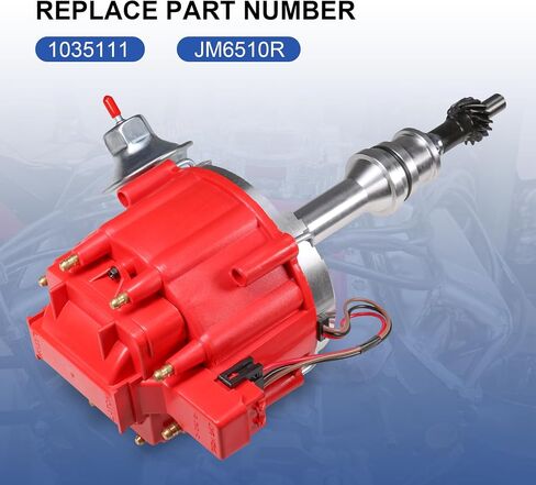 HEI Distributor Red Cap Drop In One Wire W/ 65kv Coil Replacement For Ford 351W Windsor SBF Ignition Distributor Replace 1035111, JM6510R in Saudi Arabia
