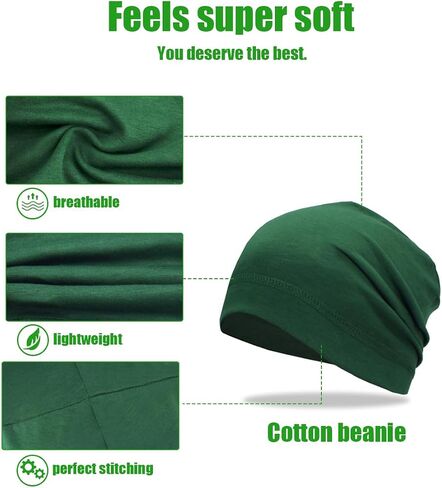Lightweight Cotton Beanie, Summer Skull Caps, Breathable Thin Sleep Hats for Running Cycling Hiking Fishing in Kuwait