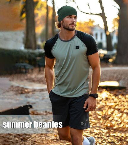 Lightweight Cotton Beanie, Summer Skull Caps, Breathable Thin Sleep Hats for Running Cycling Hiking Fishing in Kuwait