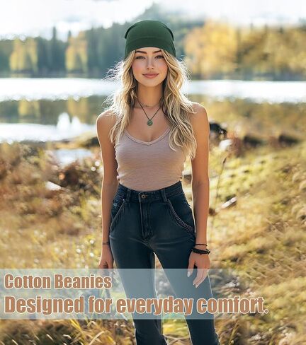 Lightweight Cotton Beanie, Summer Skull Caps, Breathable Thin Sleep Hats for Running Cycling Hiking Fishing in Kuwait