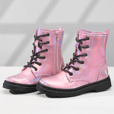 أحذية أحذية الكاحل مع SHOESLCOKER مع سحاب جانبي و LACE - أحذية راحة أنيقة مع بريق للأطفال الصغار الصغار والأطفال الكبار in Kuwait