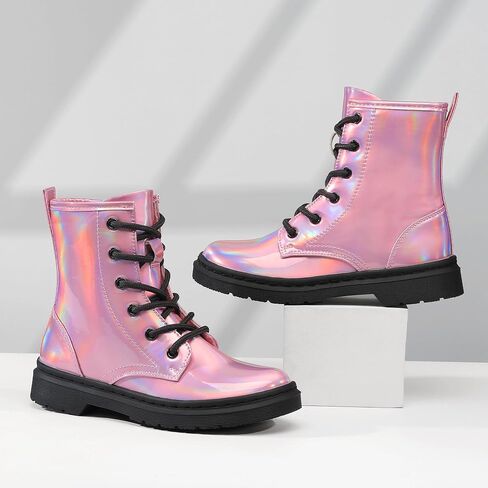 أحذية أحذية الكاحل مع SHOESLCOKER مع سحاب جانبي و LACE - أحذية راحة أنيقة مع بريق للأطفال الصغار الصغار والأطفال الكبار in Kuwait