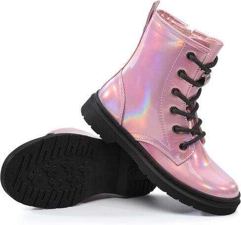 أحذية أحذية الكاحل مع SHOESLCOKER مع سحاب جانبي و LACE - أحذية راحة أنيقة مع بريق للأطفال الصغار الصغار والأطفال الكبار in Kuwait