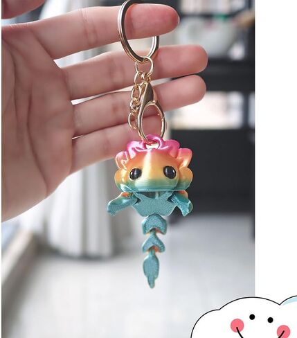 2 Pcs Cute Axolotl Tadpole Fidget Toy, 3D Printed Articulating Axolotl with Keychain Flexible Collectible Set, Fun Gift, Candy Rainbow in Saudi Arabia