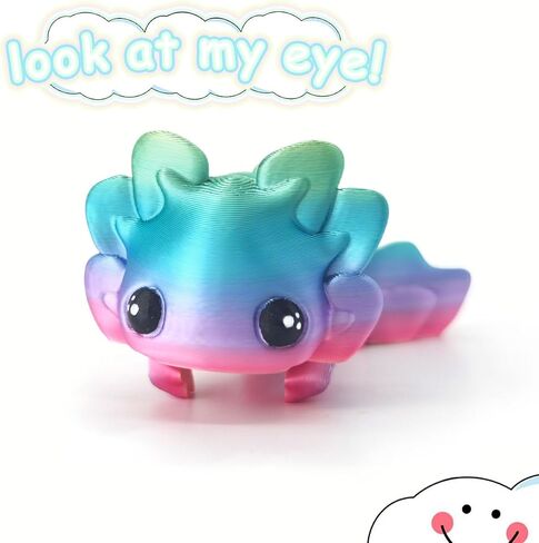 2 Pcs Cute Axolotl Tadpole Fidget Toy, 3D Printed Articulating Axolotl with Keychain Flexible Collectible Set, Fun Gift, Candy Rainbow in Saudi Arabia