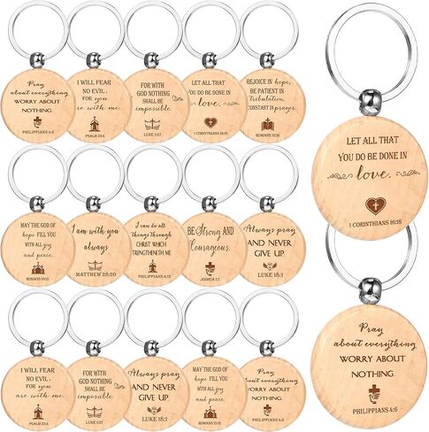 Fumete 50 Pcs Christian Bible Verse Keychains Bulk Inspirational Religious Wooden Key Chains Church Gifts for Men Women in Saudi Arabia