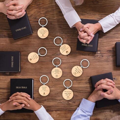 Fumete 50 Pcs Christian Bible Verse Keychains Bulk Inspirational Religious Wooden Key Chains Church Gifts for Men Women in Saudi Arabia