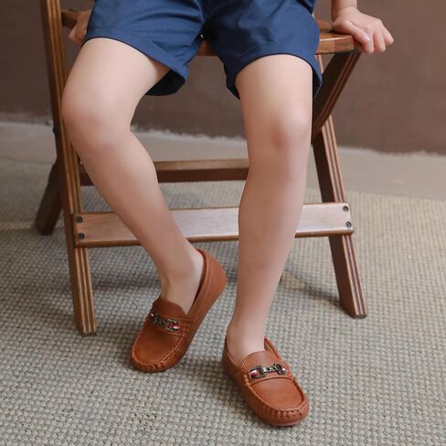 Wuiwuiyu Boys Girls Soft Leater Loafer Loafrict Moccasin Flats Frick Shoes Penny Rescelters School Dress Shoes in Kuwait