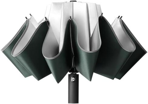 Harssidanzar Rainproof Folding Travel Umbrella Automatic Open Close Silver Rubber Sunscreen For Men Women SU401US in Saudi Arabia