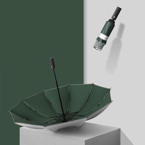 Harssidanzar Rainproof Folding Travel Umbrella Automatic Open Close Silver Rubber Sunscreen For Men Women SU401US in Saudi Arabia