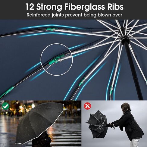 G4Free 54 Inch Large Double Layer Inverted Umbrella, 12 Ribs Compact Windproof Automatic Folding Reverse Umbrella with Reflective Strip in Saudi Arabia
