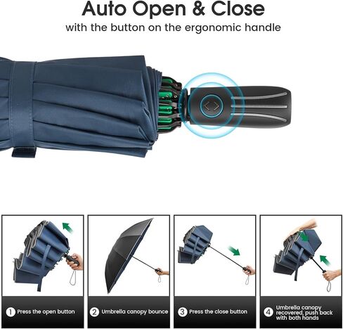 G4Free 54 Inch Large Double Layer Inverted Umbrella, 12 Ribs Compact Windproof Automatic Folding Reverse Umbrella with Reflective Strip in Saudi Arabia