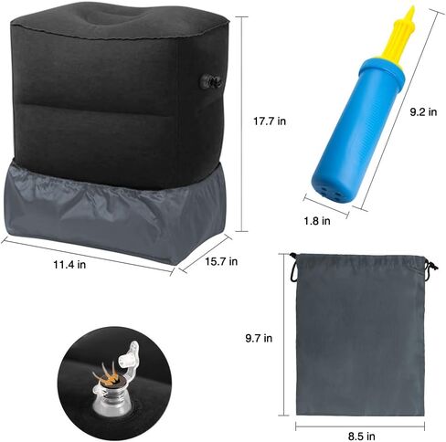 وسادة مسند للقدمين أثناء السفر، قابلة للنفخ مع مضخة يدوية مزدوجة قابلة للتعديل بثلاث طبقات لراحة القدم على الطائرات والسيارات والحافلات والقطارات والأطفال المكتبيين للنوم في الرحلات الطويلة (رمادي داكن 2) in Kuwait