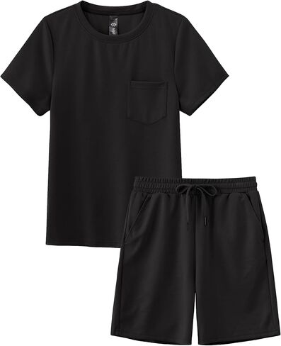 MoFiz Boy's Short Set 2 Piece Crewneck T-Shirt and Short Outfits Summer Casual Sets for Kids in Kuwait