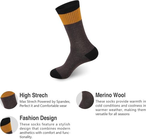 GKX Men's Merino Wool Moisture Wicking Outdoor Hiking Heavy Duty Work Cushion Crew Socks in Saudi Arabia