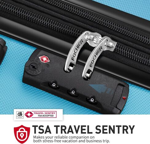 مجموعات الأمتعة fochier f ، مجموعة أمتعة صلبة قابلة للتوسيع من 3 قطع مع قفل TSA ، حقيبة سفر ABS Hardside مع عجلات للنساء 20 24 28 بوصة (أزرق) in Kuwait