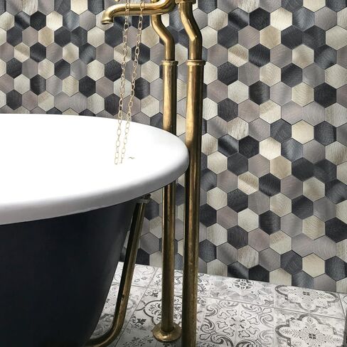 Hexagon Peel and Stick Backsplash Tile | Mix Brown Self Adhesive Kitchen Backsplash Tiles | Stick On Bathroom Wall Tiles | 12 Sheets in Kuwait