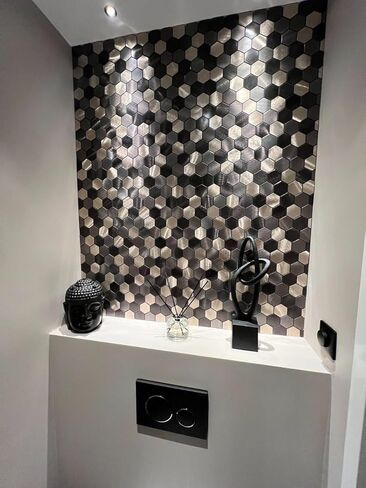 Hexagon Peel and Stick Backsplash Tile | Mix Brown Self Adhesive Kitchen Backsplash Tiles | Stick On Bathroom Wall Tiles | 12 Sheets in Kuwait