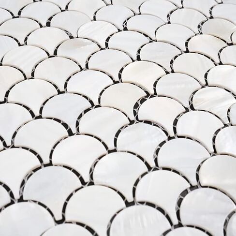 Diflart White Mother of Pearl Shell Fish Scale Mosaic Tile Backsplashe for Kitchen Shower Bathroom Sample in Saudi Arabia