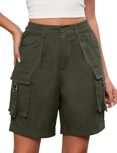 شورتات برمودا للنساء شورتات قطنية شحن عالية الخصر طول الركبة 6 جيوب 2025 الصيف شورت طويل الطويل in Kuwait