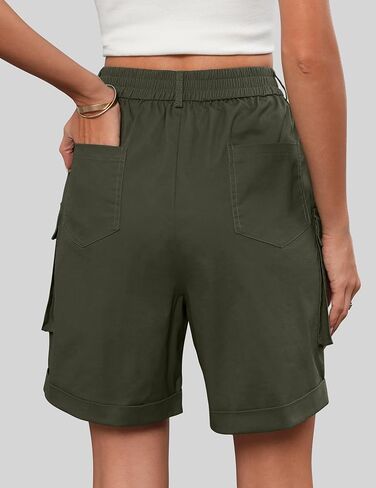 شورتات برمودا للنساء شورتات قطنية شحن عالية الخصر طول الركبة 6 جيوب 2025 الصيف شورت طويل الطويل in Kuwait