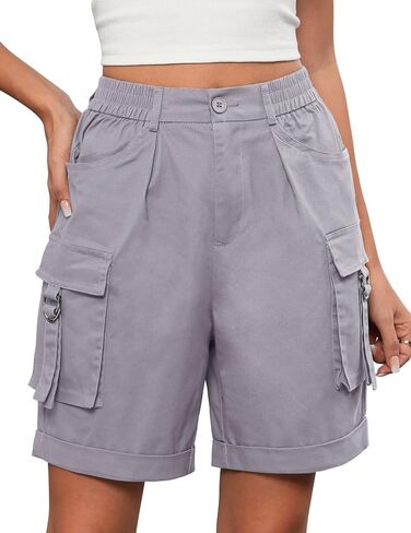 Bermuda Cargo Shorts for Women Baggy Knee Length Denim Shorts High Waist 6 Pockets 2026 Summer Casual in Saudi Arabia