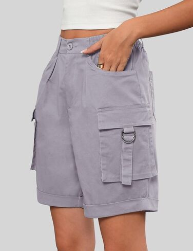 Bermuda Cargo Shorts for Women Baggy Knee Length Denim Shorts High Waist 6 Pockets 2026 Summer Casual in Saudi Arabia