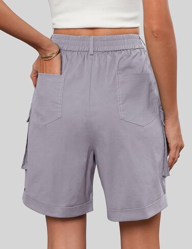 Bermuda Cargo Shorts for Women Baggy Knee Length Denim Shorts High Waist 6 Pockets 2026 Summer Casual in Saudi Arabia