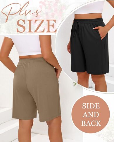 3 Pack Women's Plus Size Bermuda Shorts, Drawstring Elastic Waist Bermuda Active Summer Casual Shorts with Pockets in Saudi Arabia