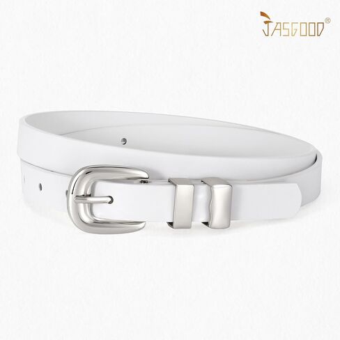 JASGOOD Women Skinny Leather Belt Fashion Thin Waist Belt for Jeans Dress Ladies Small Belt with Gold/Silver Buckle in Kuwait