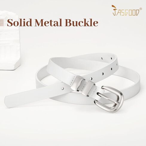 JASGOOD Women Skinny Leather Belt Fashion Thin Waist Belt for Jeans Dress Ladies Small Belt with Gold/Silver Buckle in Kuwait