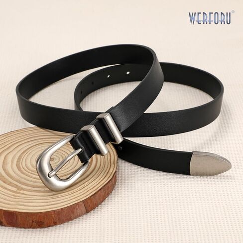 WERFORU Women Leather Belt Fashion Leather Waist Belt for Pants Jean Ladies Western Belt with Gold/Silver Buckle in Saudi Arabia