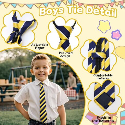 Pre-tied Ties for Boys Kids, Adjustable Boys Tie Zipper Tie for Uniforms Wedding School Party Celebration Cosplay in Saudi Arabia